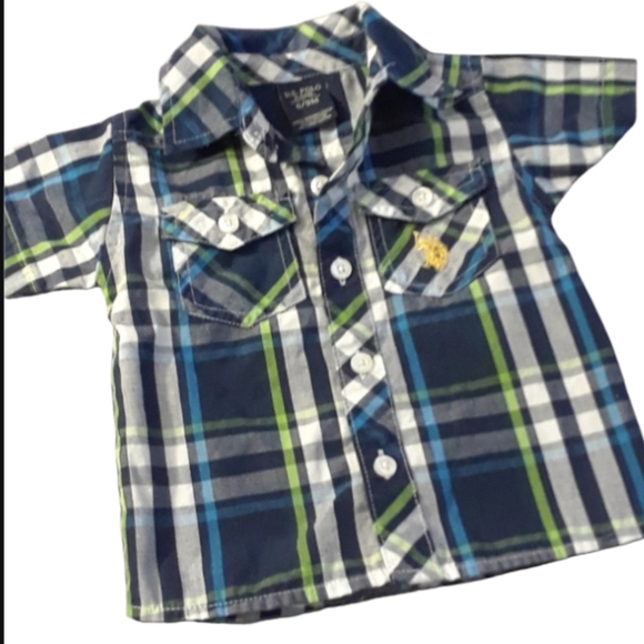 Size 6-9 month baby boys plaid button down shirt - Picture 1 of 8